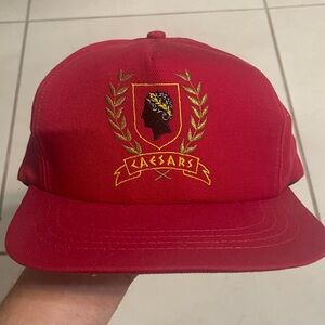 Vintage Caesars Palace Las Vegas Red Trucker Snapback Hat Made In USA